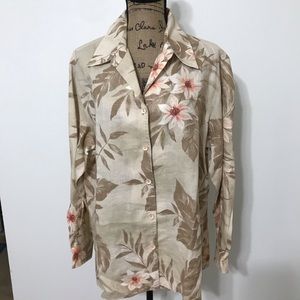 Rafaella Linen shirt.Beige floral Print.Size 14